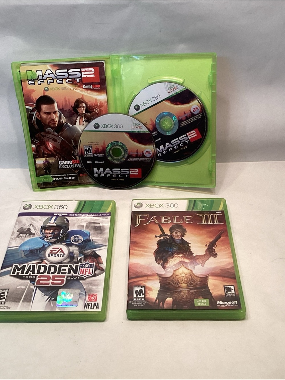Xbox 360 Lot Mass Effect 2 Fable 3 Madden 25 Tested Working